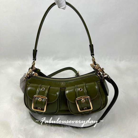 Coach Ashton Bag Shoulder/Crossbody In Glazed Leather/Gold/Olive CBJ01 NWT - Picture 1 of 9